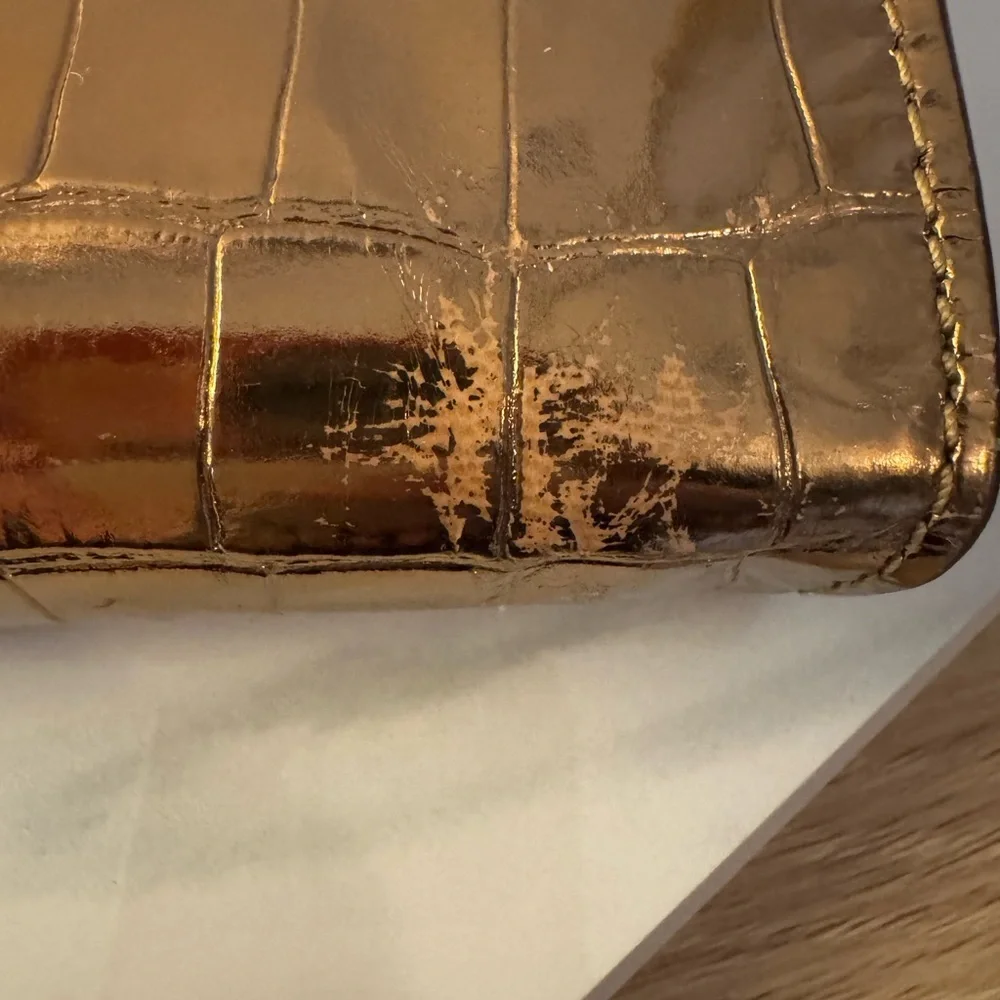 Michael Kors Shiny Gold Croc-Embossed Clutch